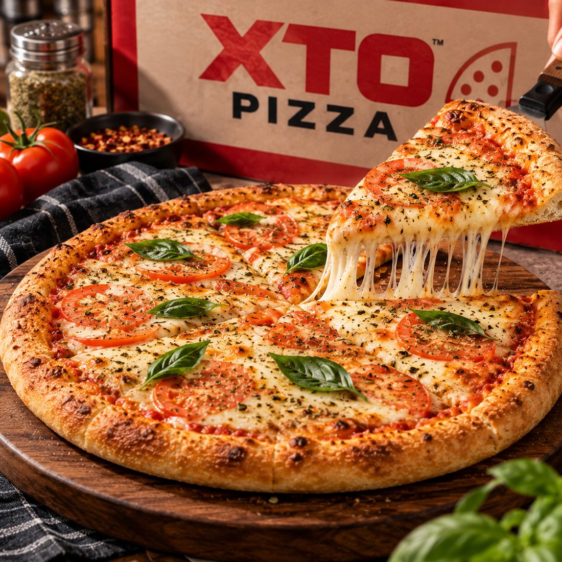Margherita pizza slice